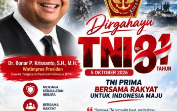 Dr. Bonar P. Krisnanto: Selamat HUT ke-81 TNI, Terus Mengabdi untuk Bangsa dan Negara